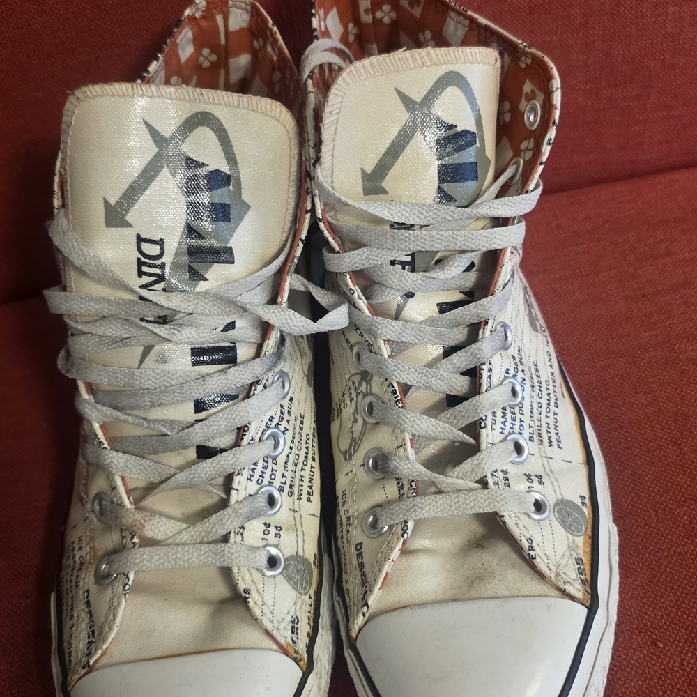 Converse White and Black Graphic High-Top Sneakers